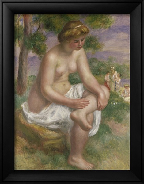 Seated Bather in a Landscape - Pierre Auguste Renoir Painting